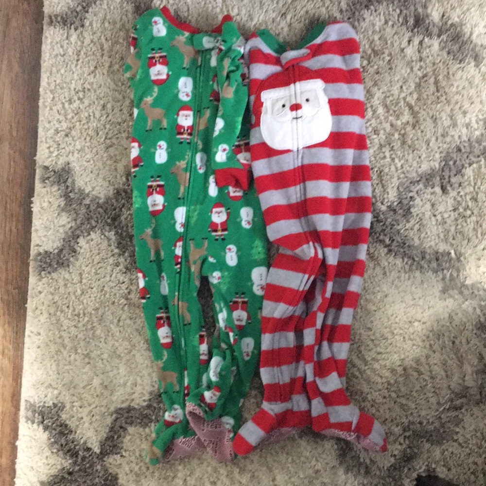 Lot of 2 pair of 18 mon Christmas footed pj’s